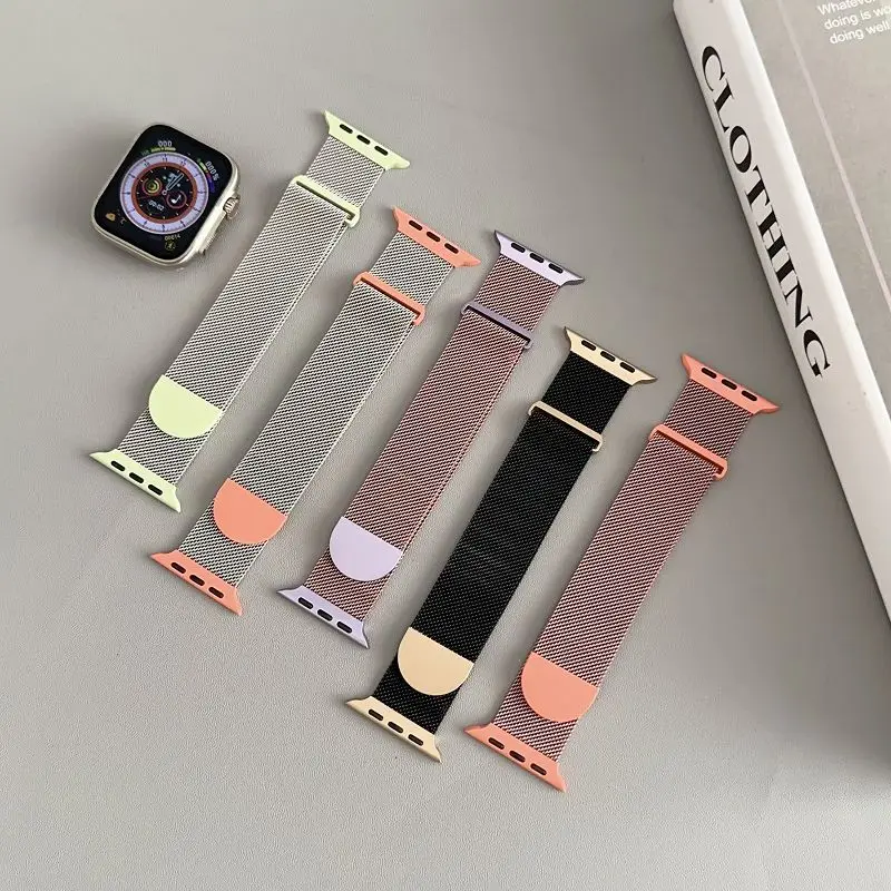 Correas magnéticas de Metal para Apple Watch, banda de reloj de acero inoxidable con bucle de 38, 40, 41, 42, 44, 45, 49mm, pulsera iwatch Ultra 9,