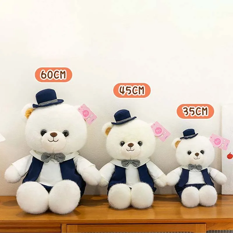 Cute Wedding Couple Teddy Bear Plush Doll Romantic Wedding Valentine Gift Squishy Decor Soft Fluffy Plush Toy for Lovers Girls