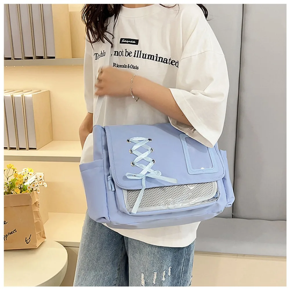 Strap ita bag, large-capacity shoulder crossbody bag, ita bag, anime-themed bag, versatile, girly, college-style, transparent, s image 5
