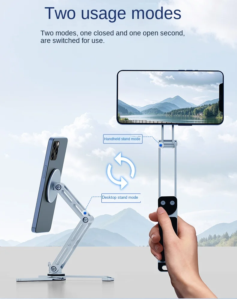 Starkes magnetisches Tablet-Halter-Hand-Selfie-Stativ für iPad iPhone 360 ° Drehbares, faltbares, praktisches Modell für Reisen und Schreibtisch – Detail 1