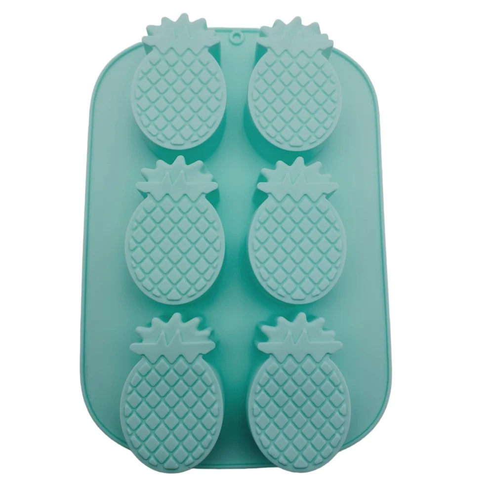 6 Hole Pineapple Shape Silicone Cake Mold Food Grade Silicone Mousse Handmade Soap Molds DIY Fruit Series Chocolate Baking Tools