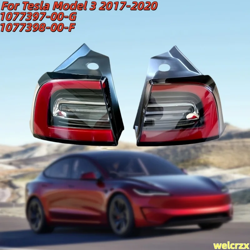 

1077397-00-G 1077398-00-F Подходит для Tesla Model 3 (2017-2020) Автомобильный светодиодный задний фонарь заднего хода в сборе, сигнальная лампа стоп-сигнала багажника,