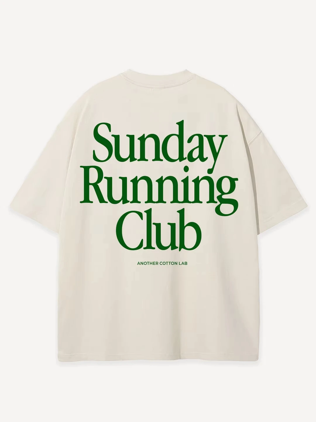 Unisex Oversized Sunday Running Club Print T-Shirt Off White Heavy Cotton Short Sleeve Vintage Casual Athletic Streetwear Tee