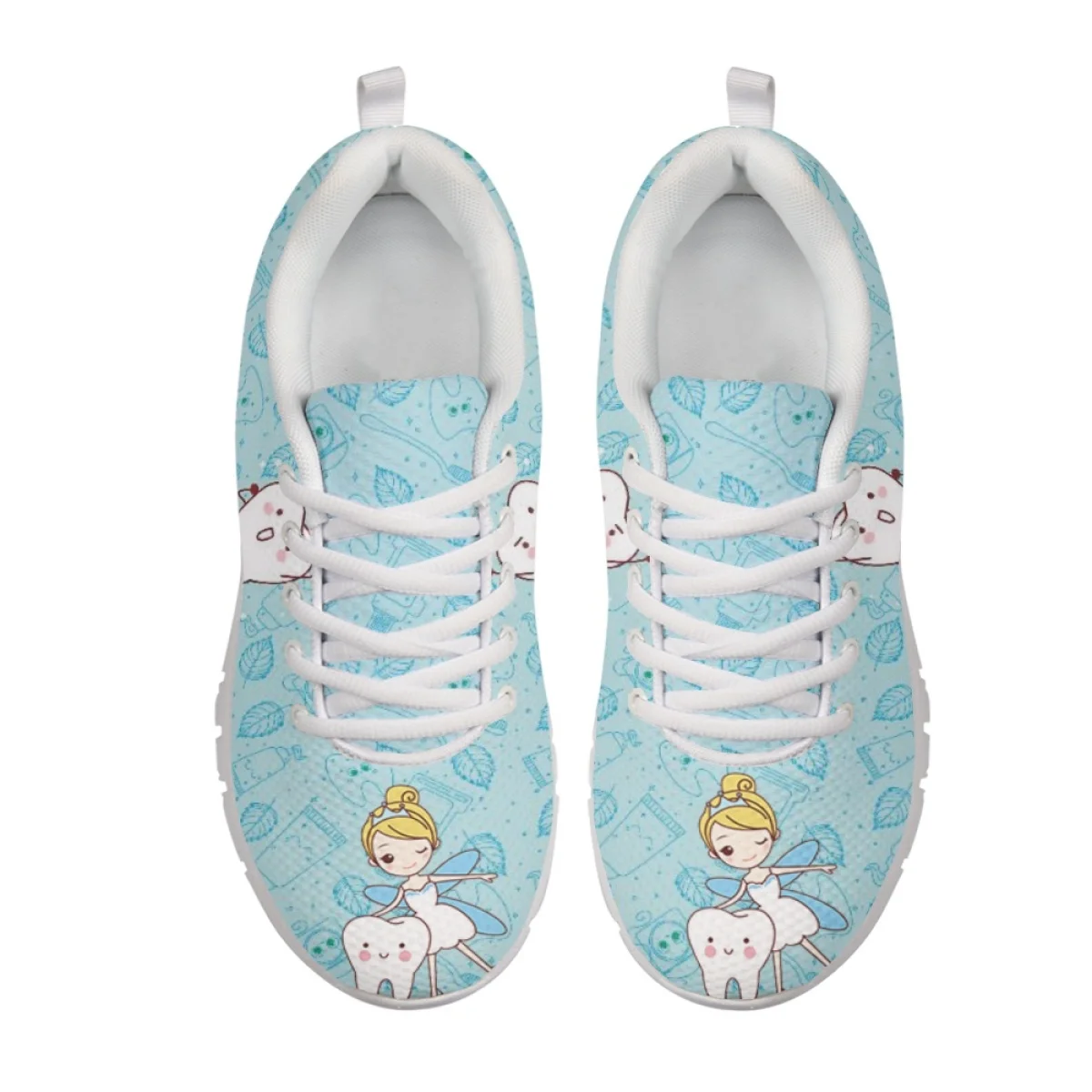 Cartoon Dental Fairy Printed Air Mesh Shoes Comfortable Light Soft Nursing Walking Shoes Summer New Outdoor Non-slip Sneakers