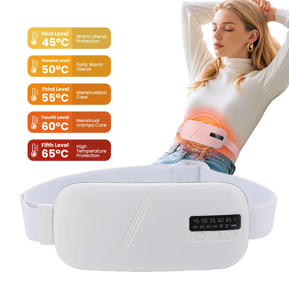 النساء فترة لوحة التدفئة الكهربائية البطن دفئا الاهتزاز الخصر حزام تدليك المحمولة البطن تشنجات الحيض تخفيف مدلك