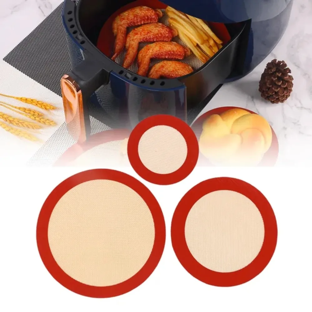 Non Stick Round Silicone Baking Mat Heat Resistant Cake Pan Liner Baking Sheets Macaron Pizza Bread Baking for Oven Air Fryer