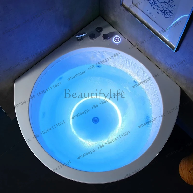 

Circular acrylic independent massage bathtub LED upgradable constant temperature system Bubble bath Bluetooth music