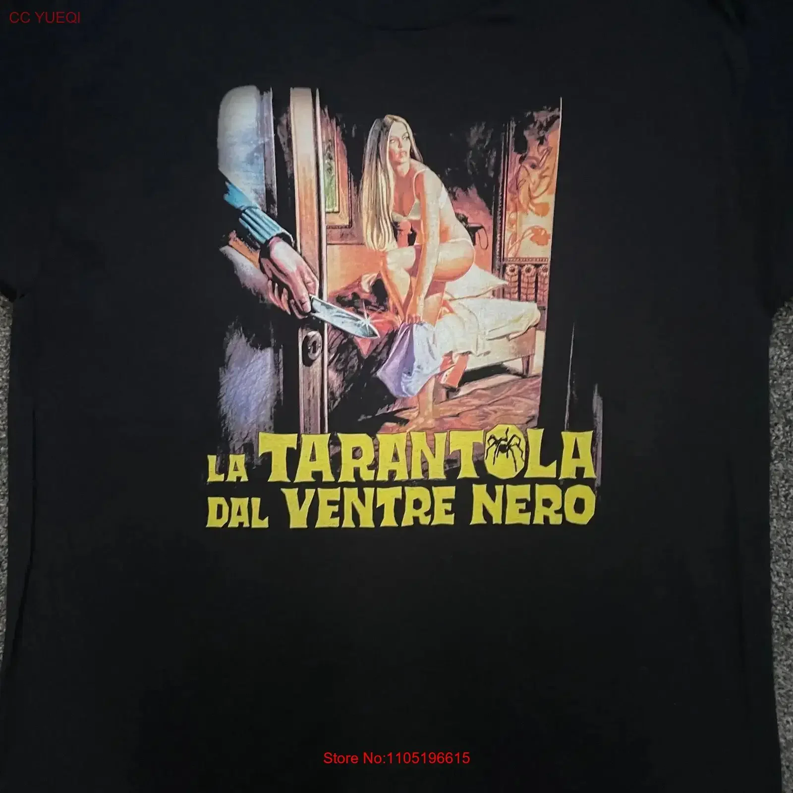 Black Belly of the Tarantula T shirt Various Sizes Giallo Italian Horror Movie vintage Washed Soft Casual homme Slightly