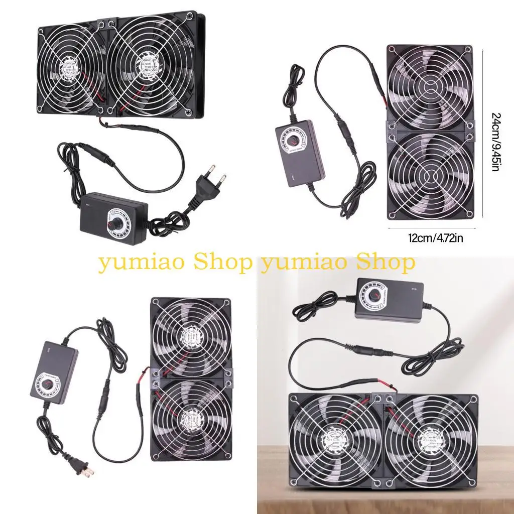 

587B 2x 120mm 100-240V USB Powered Double Fans High Cooling Fan for Router Modem