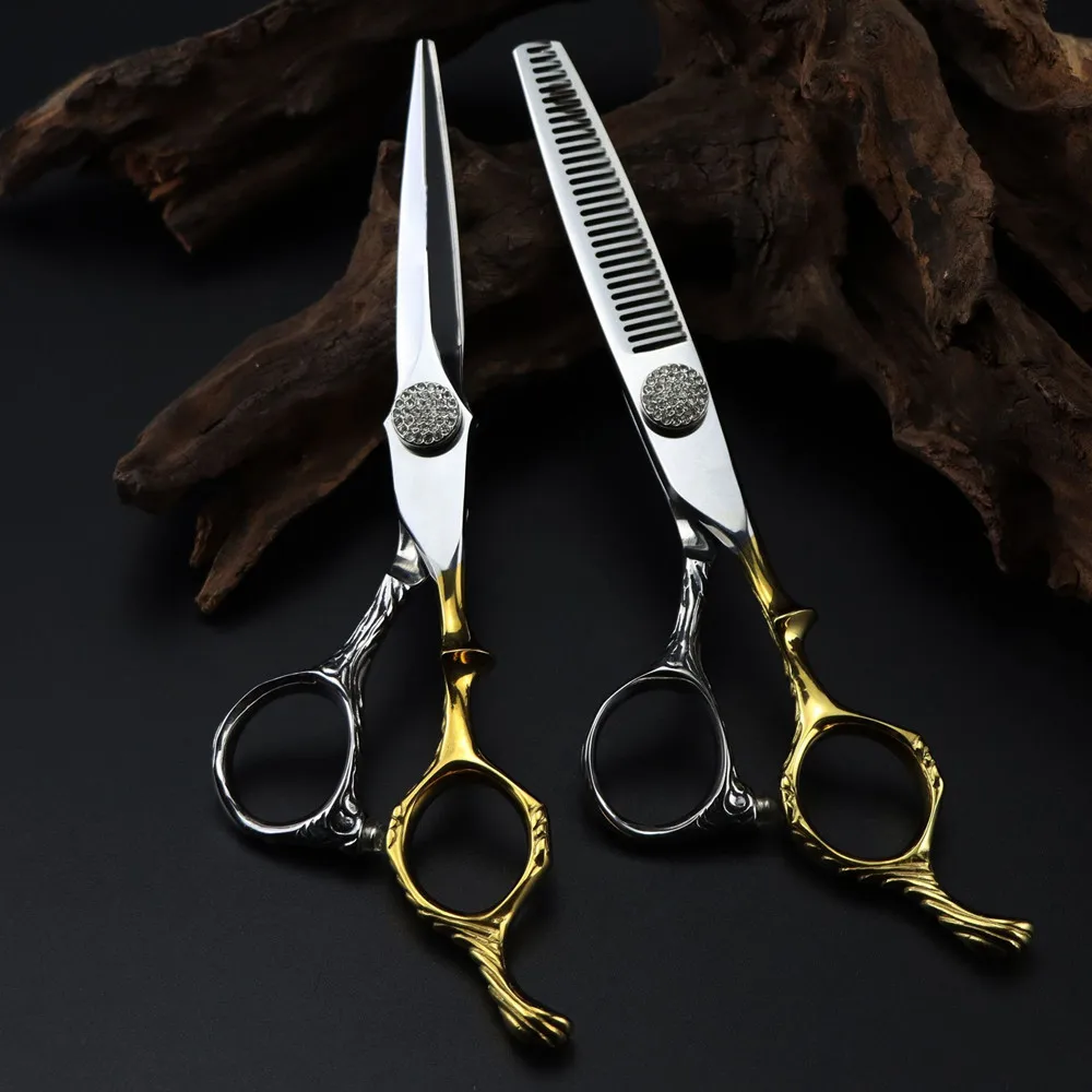 

Professional JP 440c steel 6 '' scissor big Gem hair scissors haircut thinning barber makas cutting shears hairdressing scissors