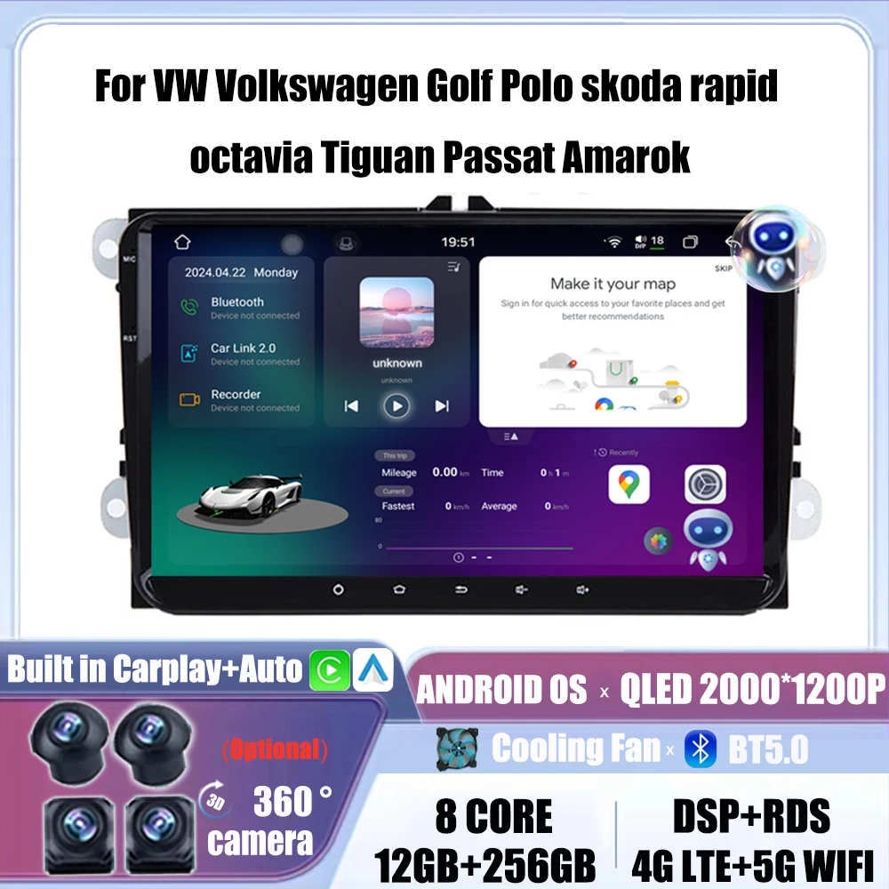 Car Multimedia player Car For VW Volkswagen Golf Polo skoda rapid octavia Tiguan Passat Amarok Android  Radio  GPS Bluetooth