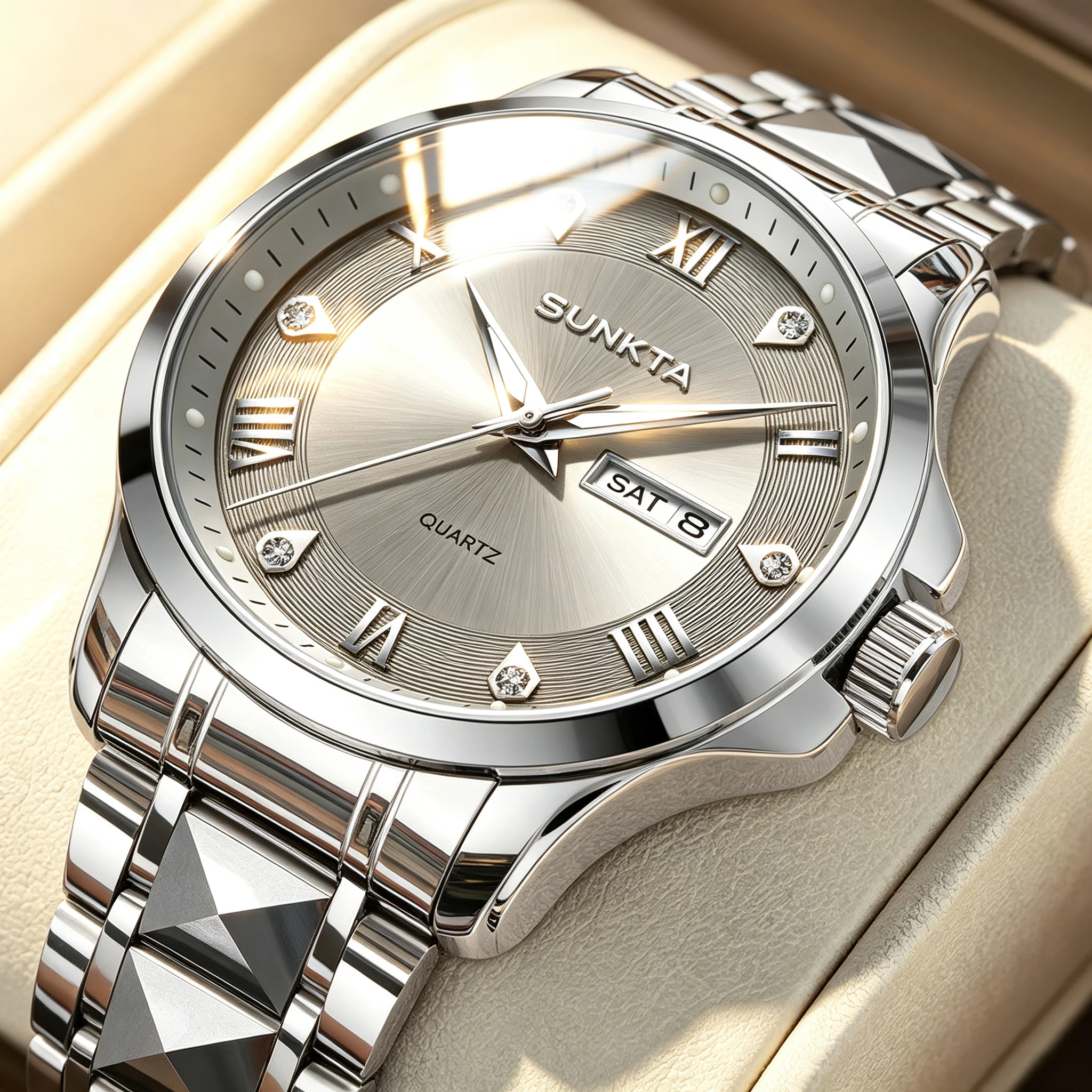 SUNKTA Luxury Men's Watches Business Top Brand Man Wristwatch Waterproof Luminous Date Week Quartz Men's Watch High Quality+Box