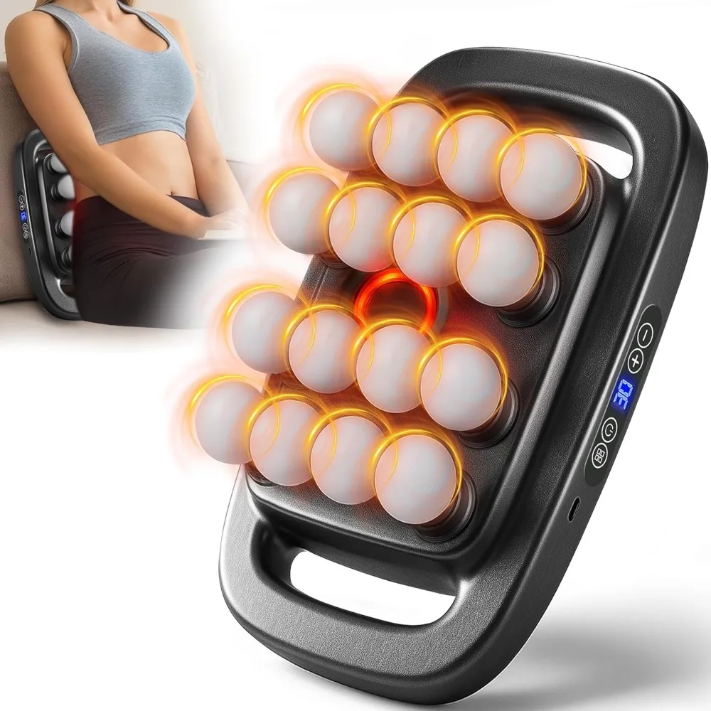 

16-Drive 8-Head Massage Gun Set, Deep Tissue Massage Gun Portable with 3 Modes & 30 Intensities, Red Light Therapy, Quiet Percus