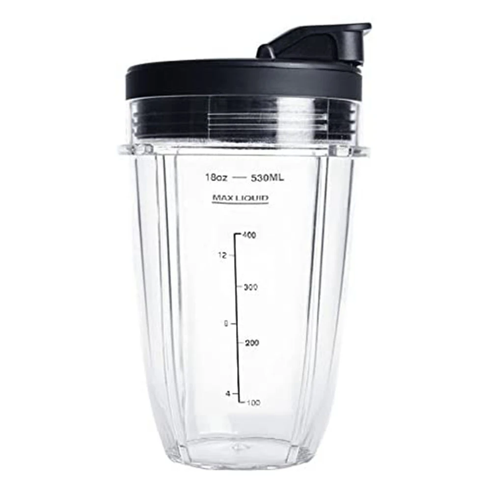 لكوب Nutri Ninja سعة 18 أونصة مع غطاءين لإحكام الإغلاق، مناسب لخلاط سلسلة عصارة NINJA بقدرة 900 وات/1000 وات (عبوة من قطعتين)-A68M #1