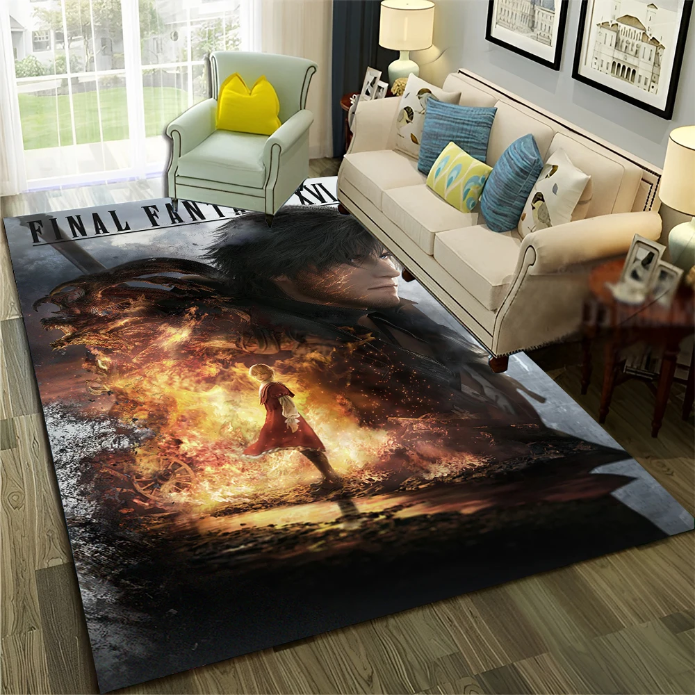 3D Final Fantasy Game Gamer FF14 HD Carpet Rug for Home Living Room Bedroom Sofa Doormat Decor,Child Area Rug Non-slip Floor Mat