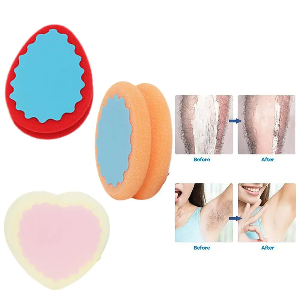 1PC Painless Hair Removal Sponge Soft Heart Water Drop Round Body Leg Hand Magic Hair Remover Reusable Beauty Tools Color Random