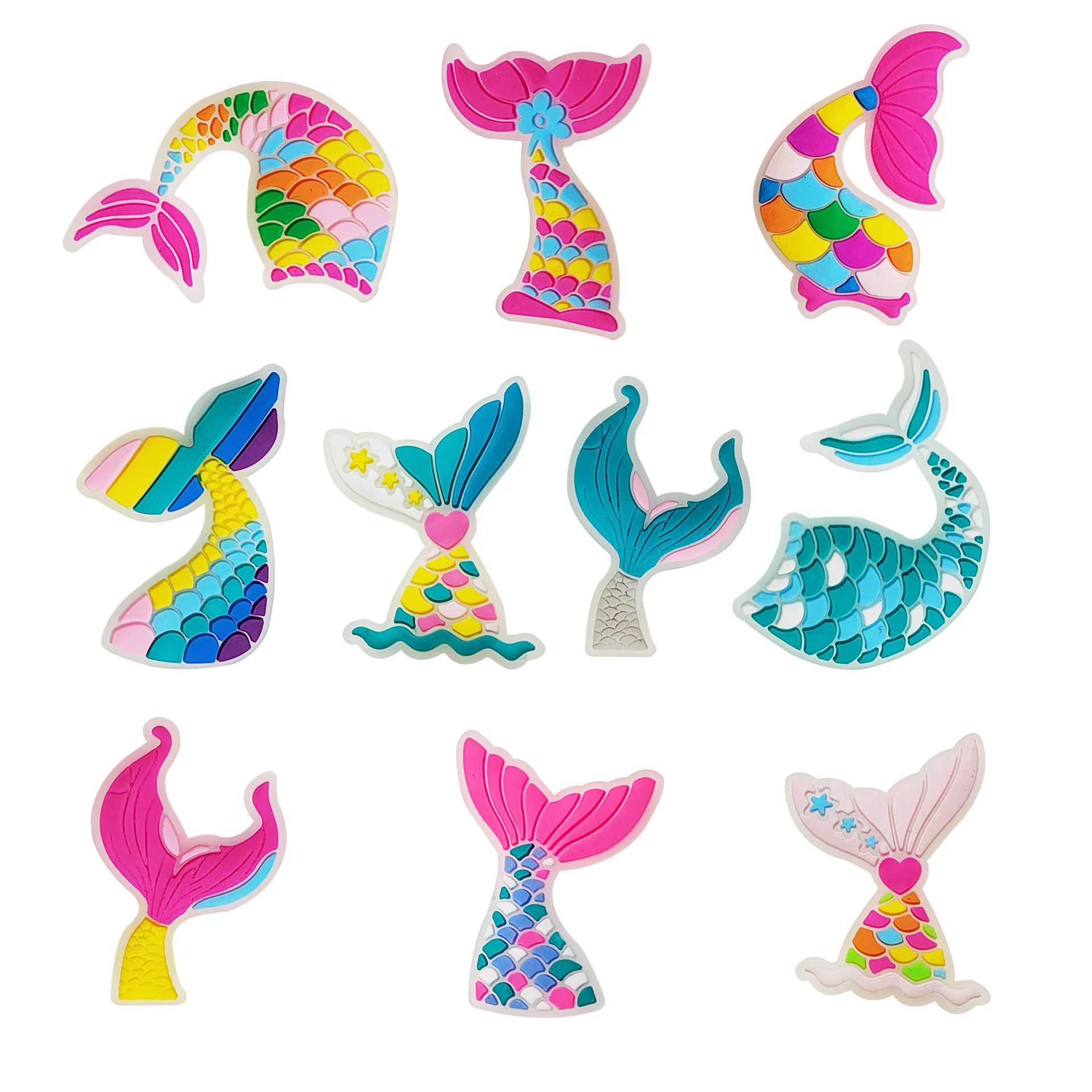 PVC Mermaid Tail carton colorful shoe buckle charms accessories decorations for wristbands bracelet straw clog pen kids gift