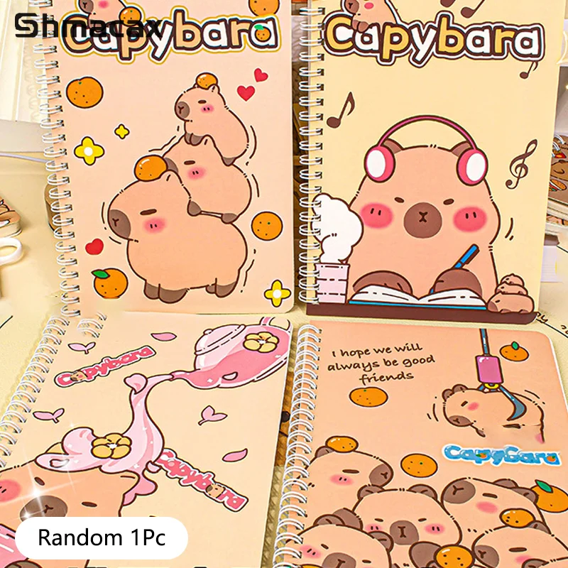 

Fashion Thickened Waterproof Notebook Cartoon Capybara Line Circle Cute Diary Book Exam Preparation Resource Organizer Notebook