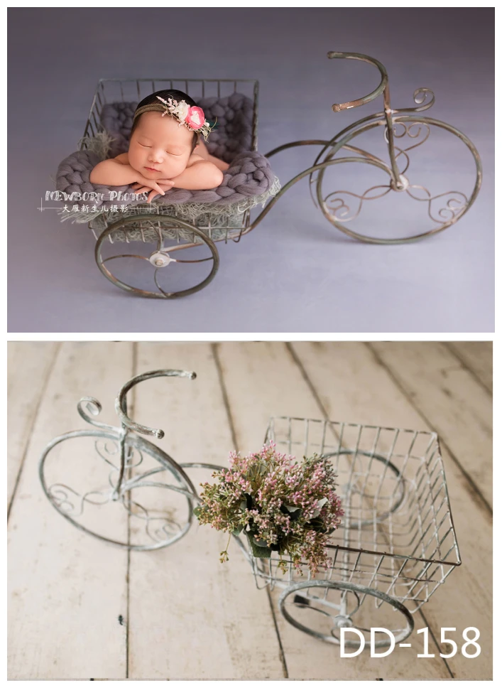 Newborn Photography Props Baby Furniture Posing Iron Stroller Wood Cribs Basket Bed Cot Seats Tub for Studio Photo Shoot Poser view 4