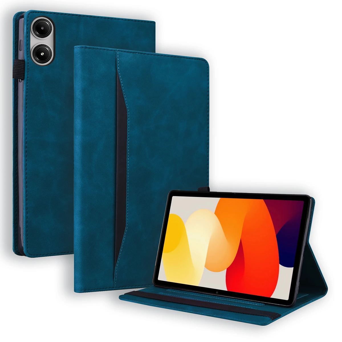 For Xiaomi Redmi Pad 2 11 Case PU Leather Protective Folio Tablet Cover with Card Holder - Blue