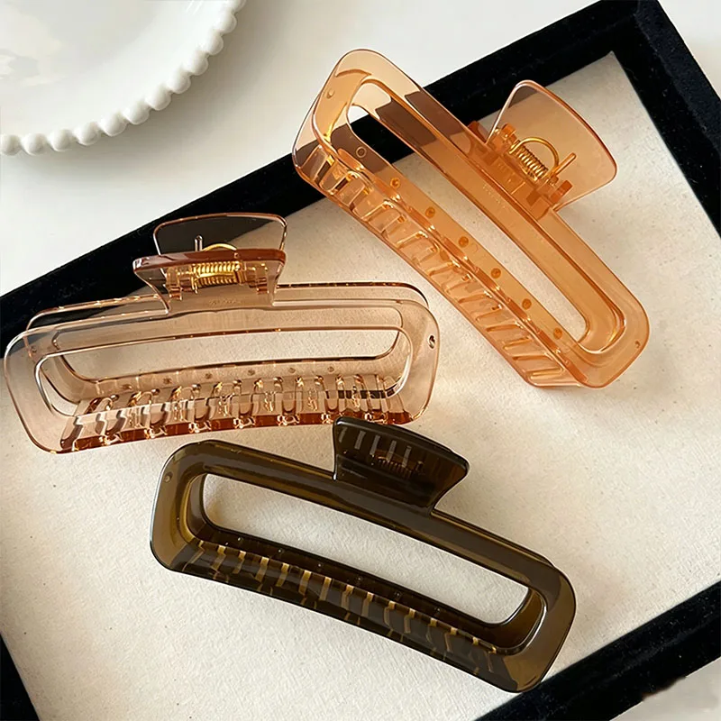 Elegante, solide, durchscheinende, rechteckige Haarklammer für Frauen und Mädchen, süße Haarspange, einfache Haarklammer, modische Haaraccessoires – Detail 2