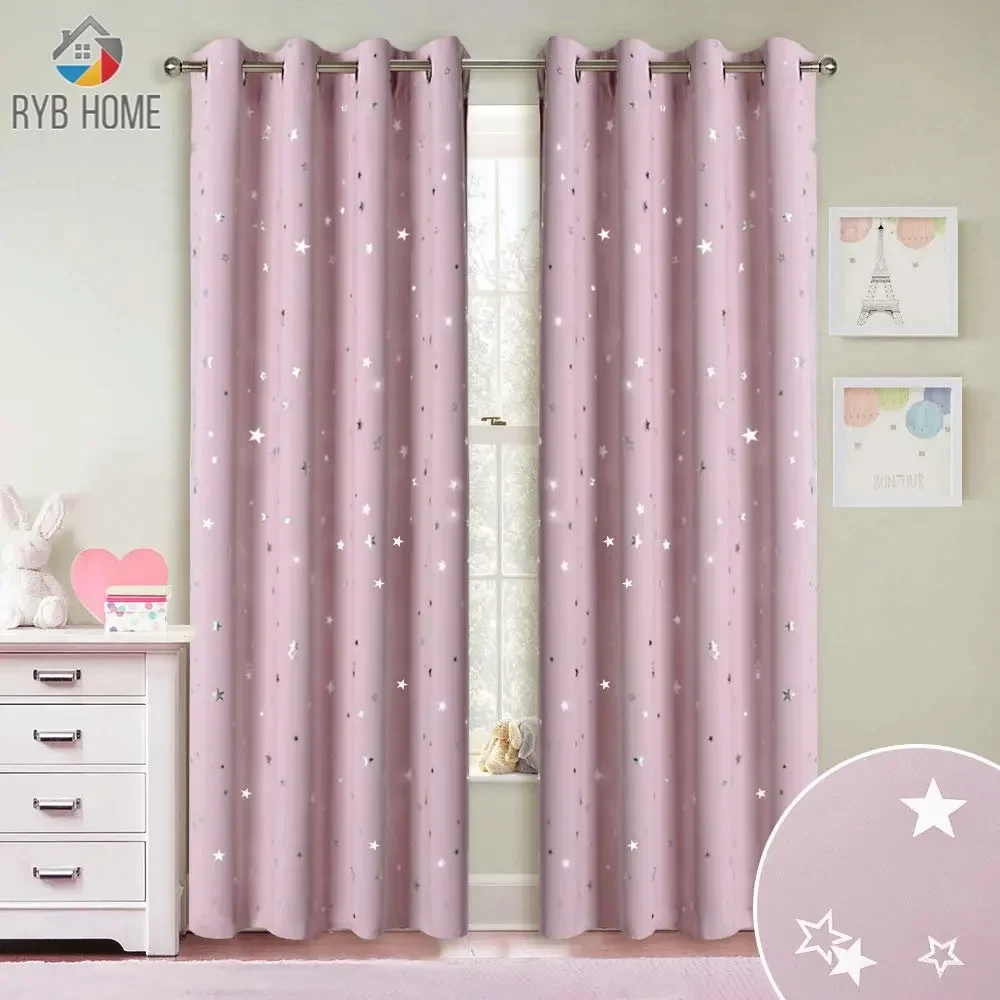 

RYB HOME New Fashion Unique Design Modern Blackout Curtains For Window Treatment Living Room Kids