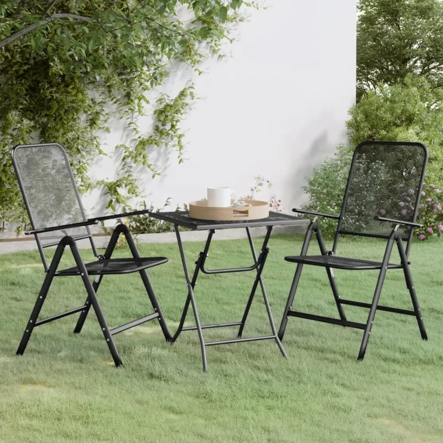 

3 Piece Patio Dining Set Expanded Metal Mesh Anthracite