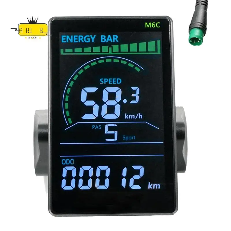ABIB -M6C Electric Bike LCD Display Meter 24V-60V E Scooter LCD Panel Color Screen Parts With USB For Mountain Electric Bike (5P