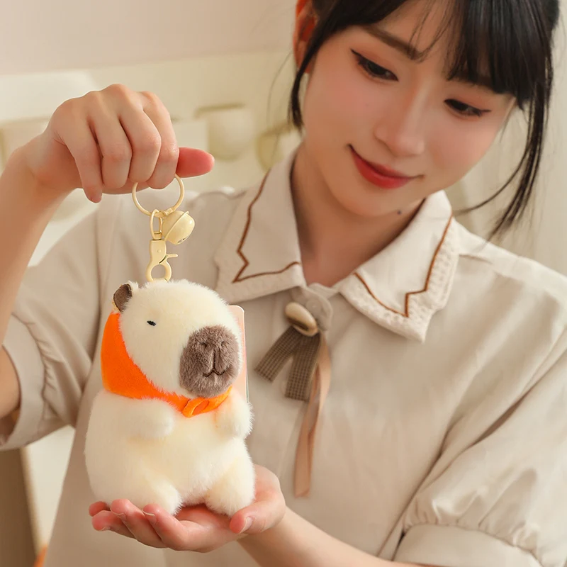 Kawaii Fluffy Fruit Headset Bonecas de Pelúcia, Capivara com Fragrância Própria, Saco Decor Pingente, Brinquedos de Pelúcia para Crianças, Presentes para Meninas, 13cm