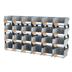 24pcs Gray Storage Parts Bin 5x4*3inch Tray Organize Box Screw Parts Assortment Storage ShelfStackable Tool Box Garage Storage