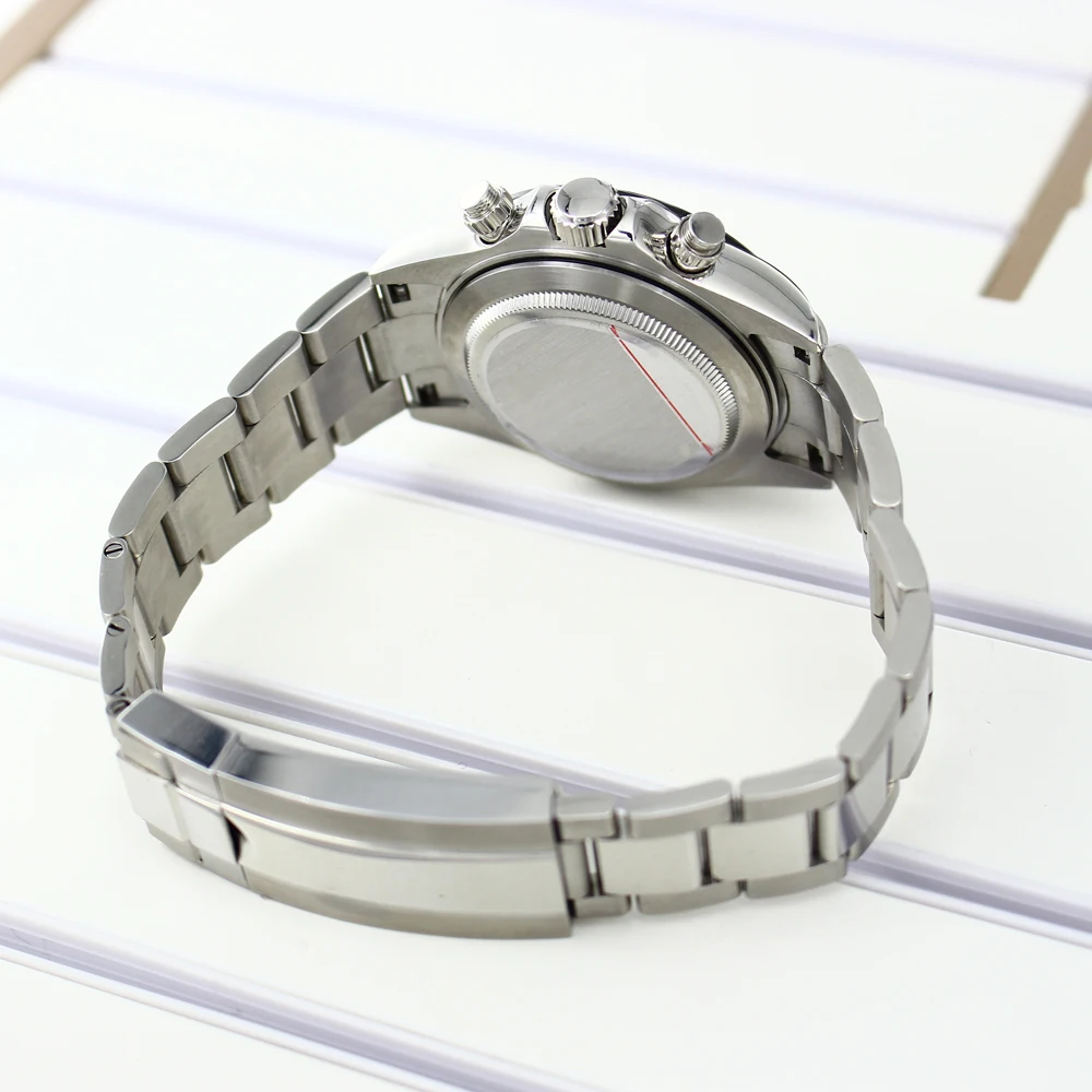 39-mm-Gehäuse und Armband aus Edelstahl, Saphirglas, wasserdicht, für Seiko VK63A-Uhrwerk, VK63-Uhr, Ersatzteile. – Detail 6