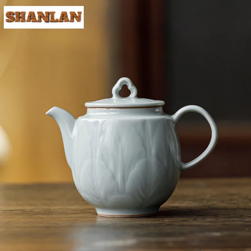 

150 мл рельефный небесно-голубой фарфоровый чайник Ретро чайник для заварки чая чайник с ситечком для чайных аксессуаров украшения