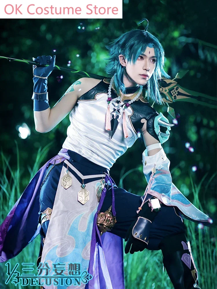 Anime! Genshin Impact Xiao Game Suit Handsome Cool Uniform Cosplay Costume Halloween Carnival Party Outfit For Men