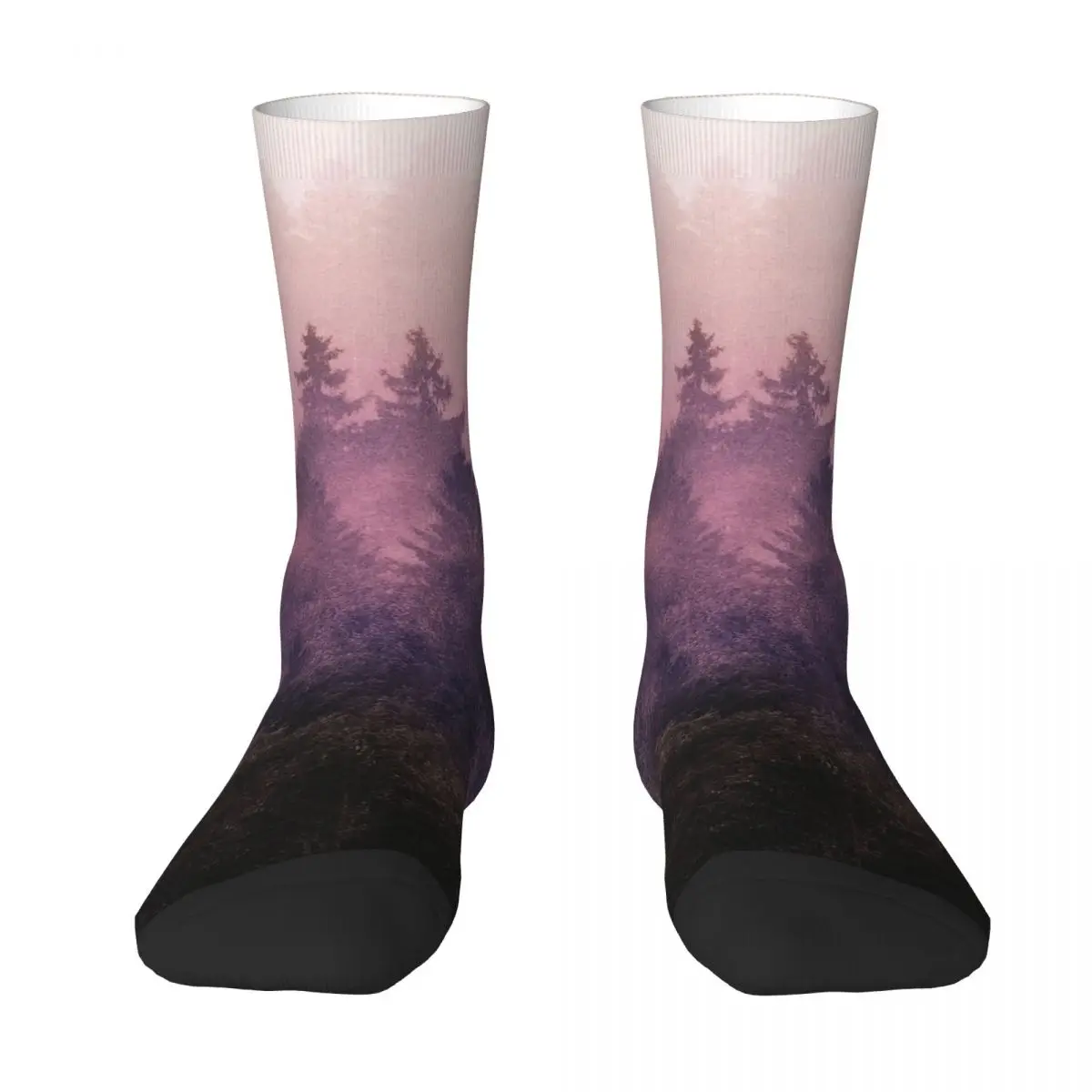 Fuchsia Raspberry Fairytale Forest Magic Fog Stockings Trendy Socks Winter Anti Skid Socks Adults Men Outdoor Warm Soft Socks