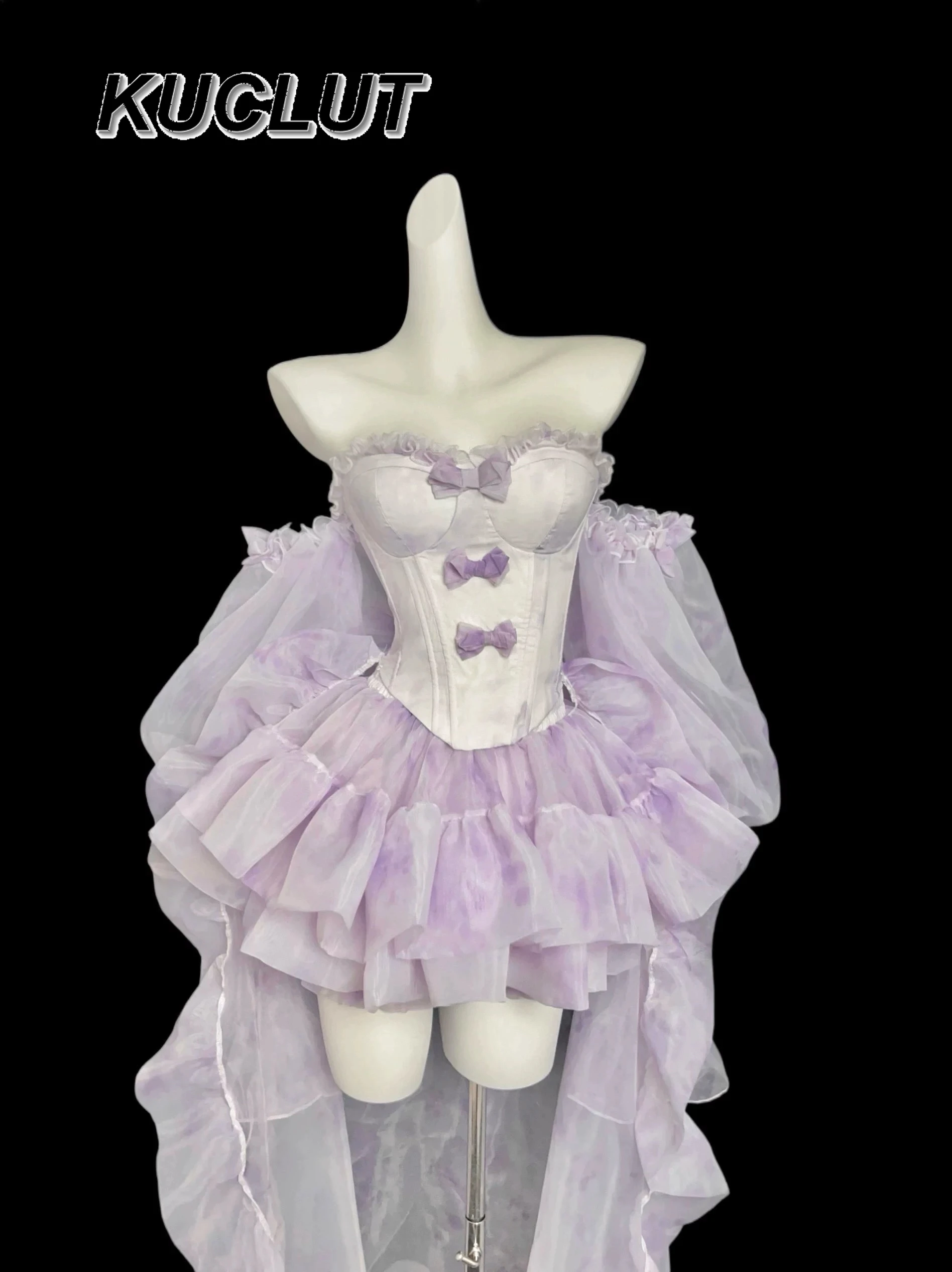 

Новинка 2023 года, элегантное платье в стиле Лолиты, принцесса, комплект из топа и юбки на день рождения со шлейфом, модные женские элегантные наряды