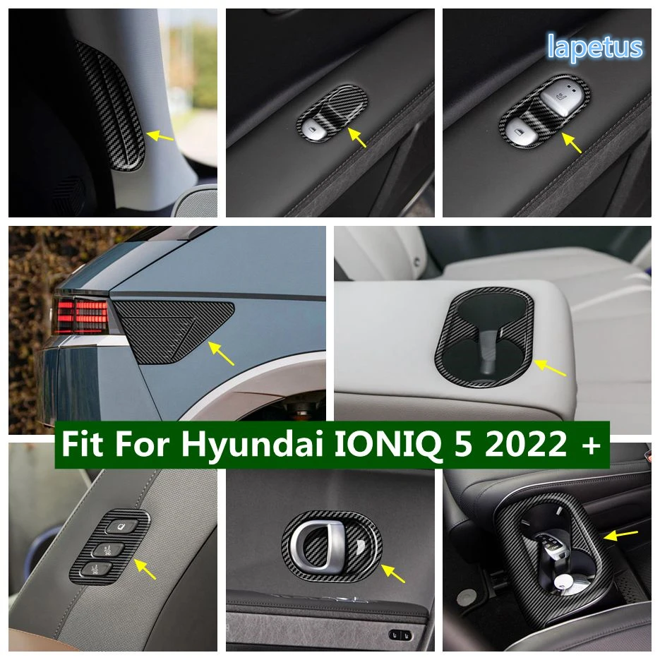 

Window Lift / Water Cup Holder / Charging Port Panel Cover Trim For Hyundai IONIQ 5 2022 - 2024 ABS Carbon Fiber Car Accessories