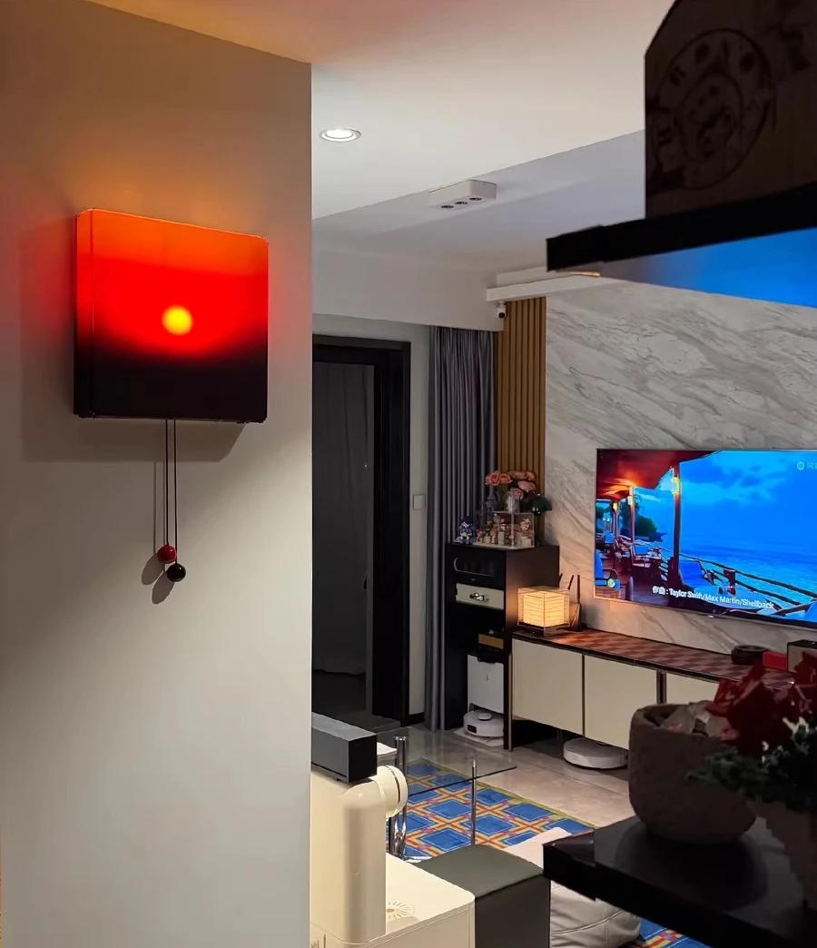 Rechargeable Wall Lamp No Wiring for Living Room Bedroom, Sunset Sunrise Ambient Night Light, Housewarming Gift Decor Headboard