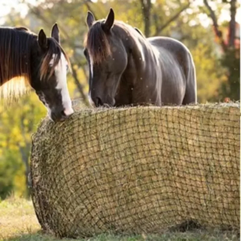 Reinforced Edge Slow Feed Hay Net Tear Resistant Horse Round Bale Feeding Mesh