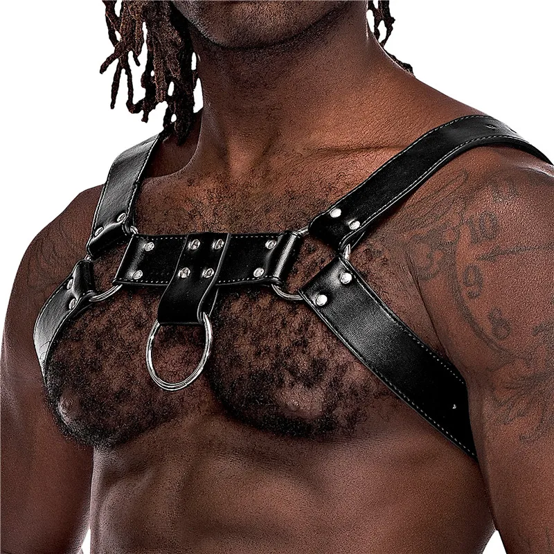 Leather Men Harness Belts with Buckle Fetish Gay Sex Bondage Clothes Punk Goth Chest Body Harness Straps Sexual Male Lingerie