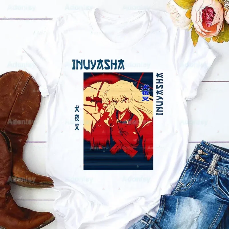 Inuyasha Anime Women Harajuku Tops Summer Kagome Graphic Tees Women Kawaii Sesshoumaru T-shirt Clothes Girl Higurashi T Shirt