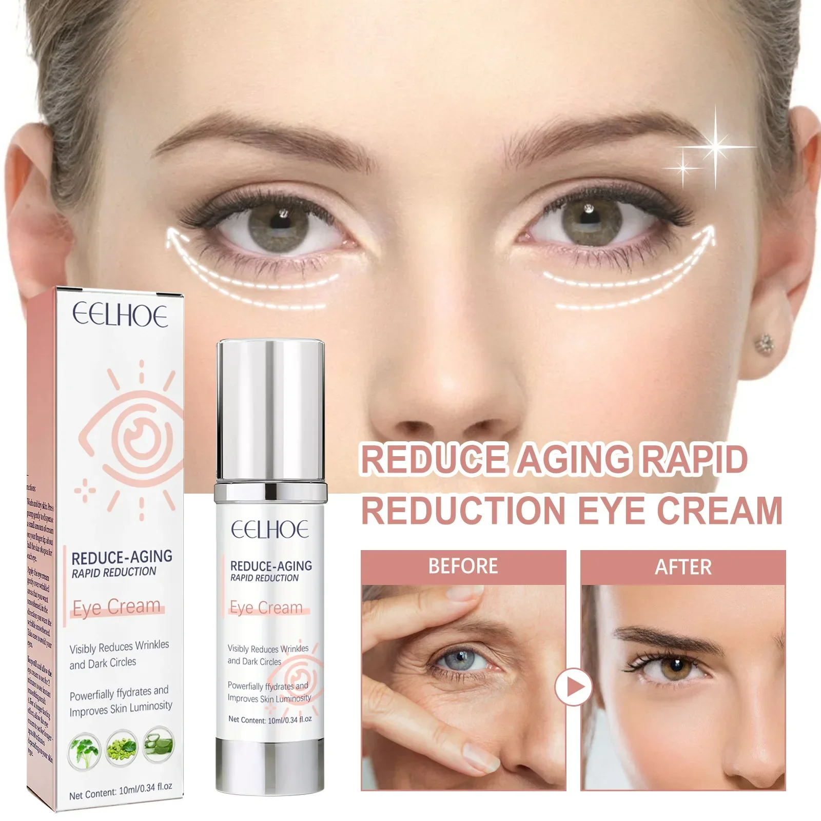 Eelhoe crema antiarrugas para los ojos, crema reafirmante para la piel, hidratante y nutritiva, decoloración, arrugas, líneas de esquina, cuidado de los ojos