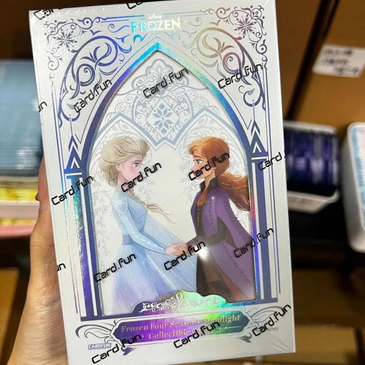 การ์ดสนุก Disney ของแท้แช่แข็งอุปกรณ์ต่อพ่วงการ์ดสะสมกล่องตาบอดการ์ด Elsa Anna Collection Surprise วันเกิดวันหยุดของขวัญ