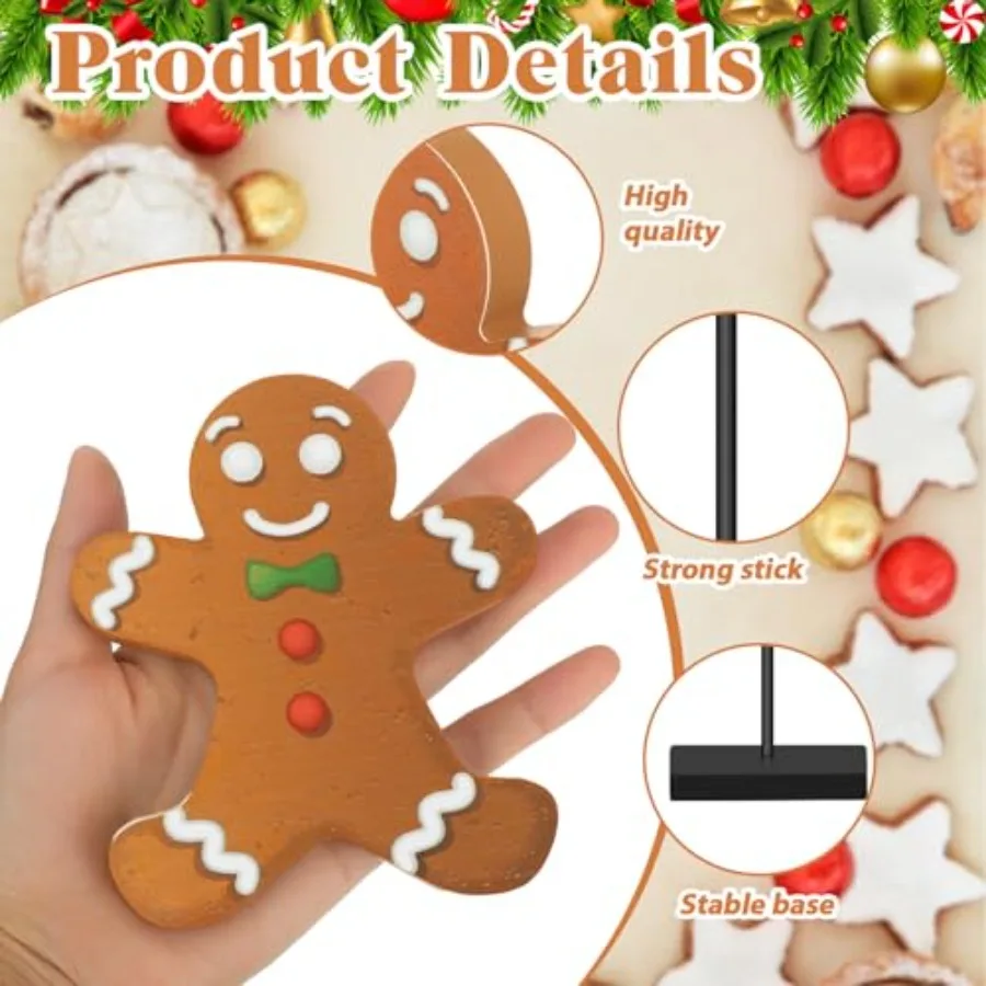 3 Pcs Christmas Wooden Gingerbread Man Table Decor Christmas Wood Table Sign Tall Standing Gingerbread Centerpiece Decorations