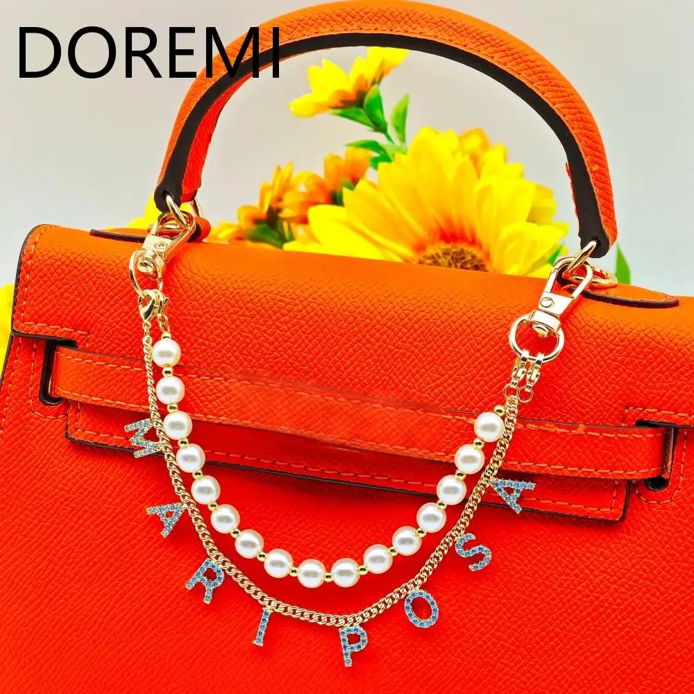 

DOREMI Personalized Name Customizable Initial Cz Letters Summer Trendy Bag Chains Kelly Bag Charms Chains Custom Name Bag Charms