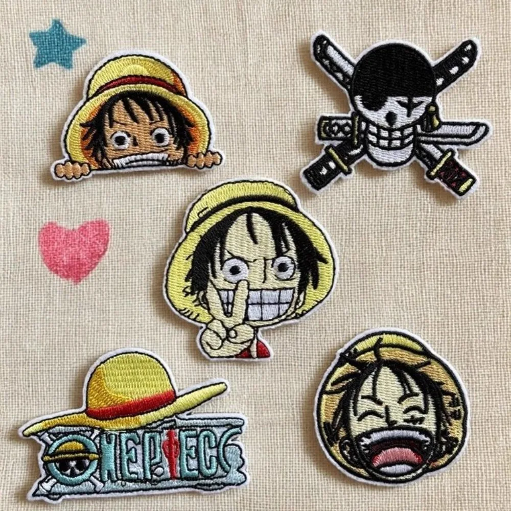 One Piece Abzeichen mit Charakter Luffy, DIY-Kleidungsaufnäher-Design – Abzeichen-Dekorationsaufnäher mit Stickerei und Selbstklebefunktion, Typ 2026