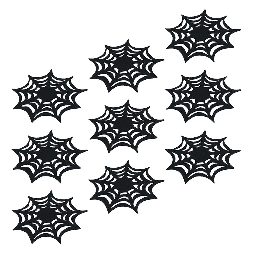 

9pcs Spider Web Halloween Coasters Felt Heat Insulating Table Mats For Cups Plates Drinkware Halloween Party Decoration Set
