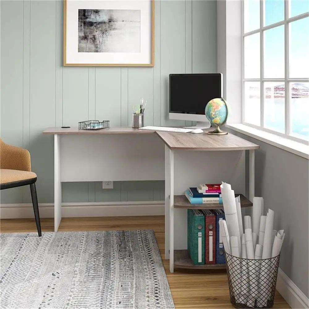 Dakota L-Desk with Bookshelves, White