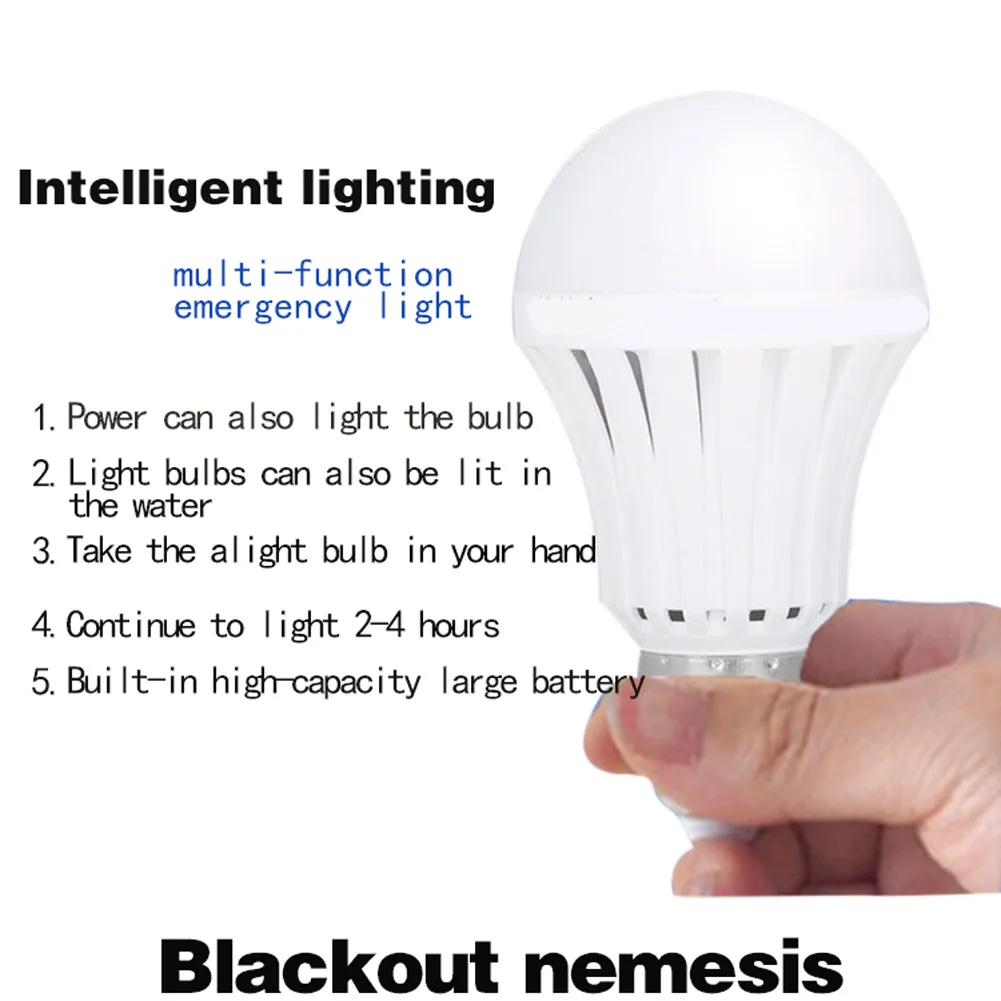 E27 LED Emergency Lamps Outdoor Camping Light Bulb Rechargeable Lamp 220V Light 7W 12W 15W Emergency Lighting Bulb Equipment