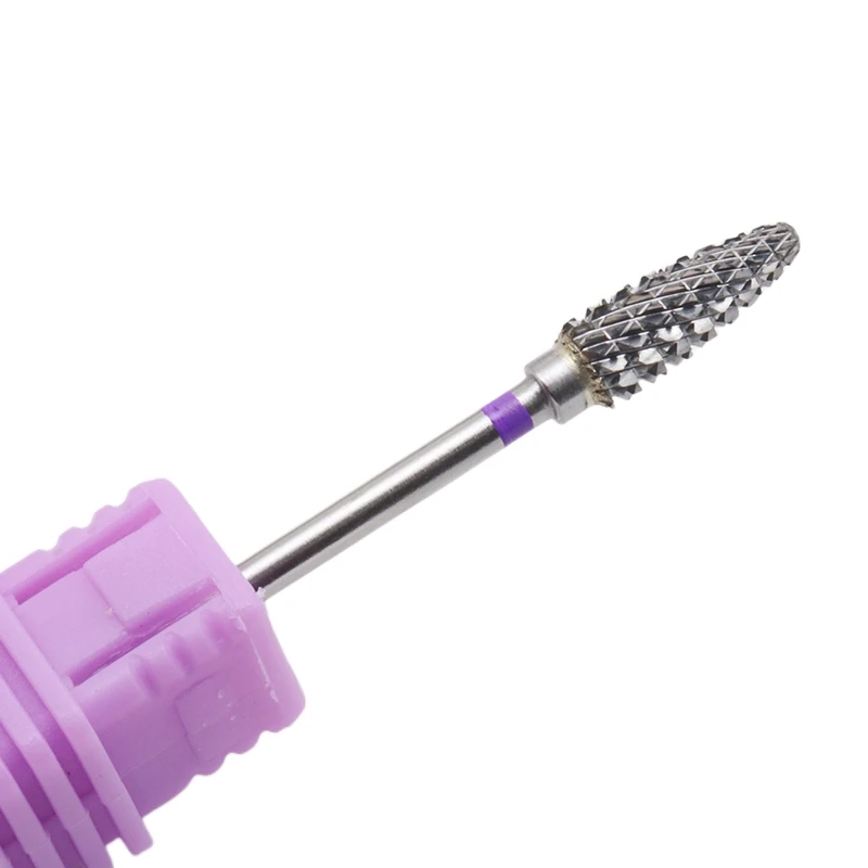 1 Stück 5mm Lila Hartmetall-Nagelbohrer 3/32" Fräser für Maniküre Rotationsfräser Nagelbits Elektrische Bohrmaschinen-Zubehörwerkzeuge – Detail 2