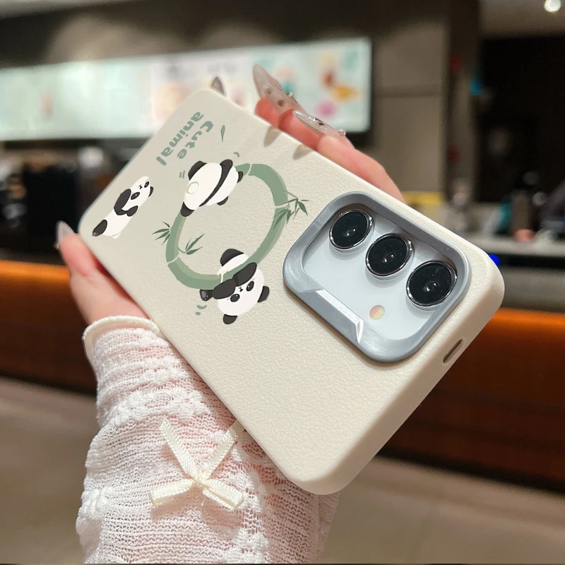 Casing mendaki Panda, sarung HP Samsung Galaxy A55 A54 5G A35 A25 A15 A16 A52 A53 A14 A34 S20 S21 FE S22 S23 S24 tekstur kulit Ultra